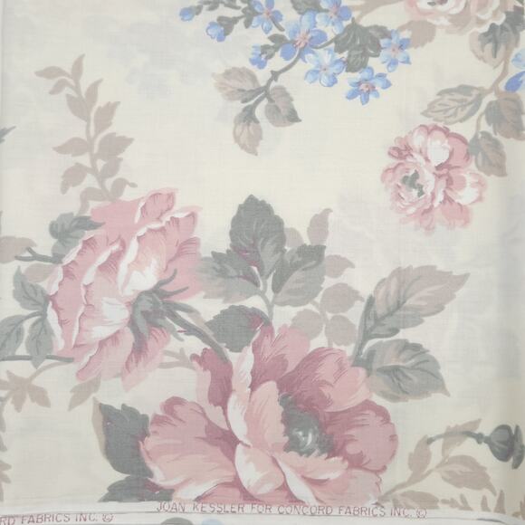 Vtg Joan Kessler Fabric Quilting Pastel Pink Floral Chintz Shabby 90s 45" 5yds - Picture 6 of 7